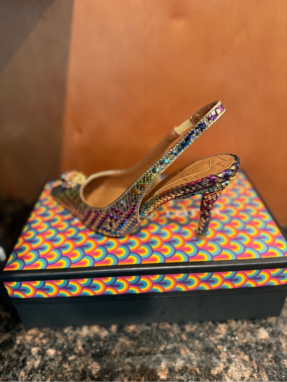 Kurt Geiger Multicolor Woven Slingback Heels